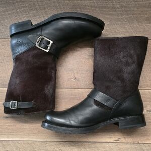 FRYE Veronica Calf Hair Moto Boots 9
